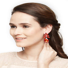 Load image into Gallery viewer, Red Rhinestone Dangle Earrings