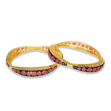 Load image into Gallery viewer, Bangles with ruby &amp; white stone