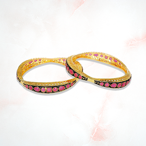 Bangles with ruby & white stone