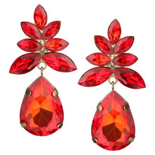 Load image into Gallery viewer, Red Rhinestone Dangle Earrings