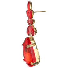 Load image into Gallery viewer, Red Rhinestone Dangle Earrings