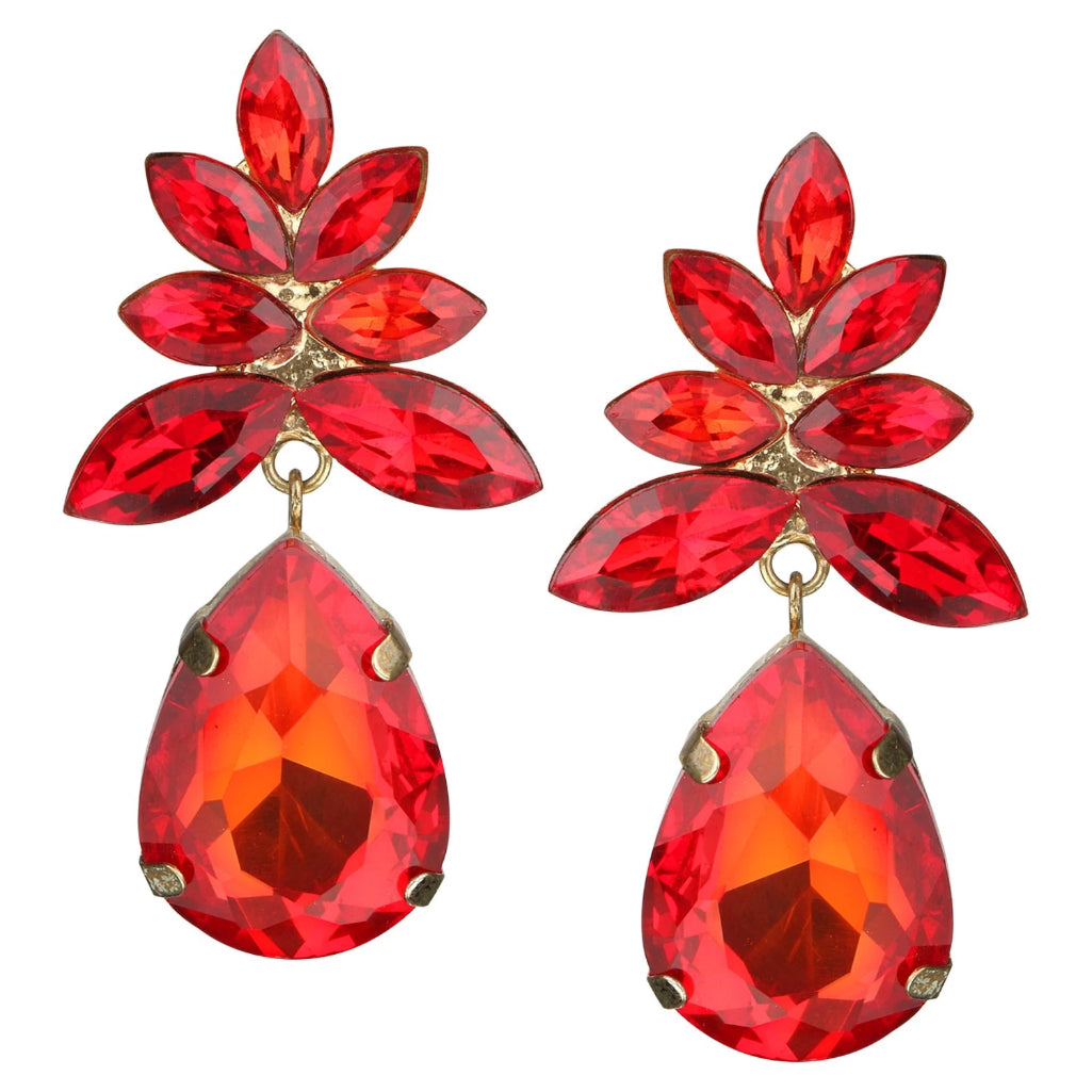 Red Rhinestone Dangle Earrings