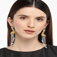 Load image into Gallery viewer, Peacock Earrings with chain tassels