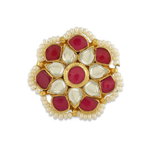 Load image into Gallery viewer, Royal Jadau Kundan Statement Ring With Ruby Stones