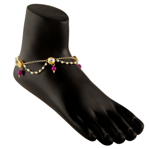 Vilandi Kundan & Pearl Anklet (PACK OF 2)